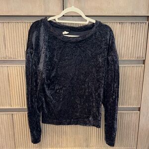 We The Free Black Velvet Long Sleeve Top